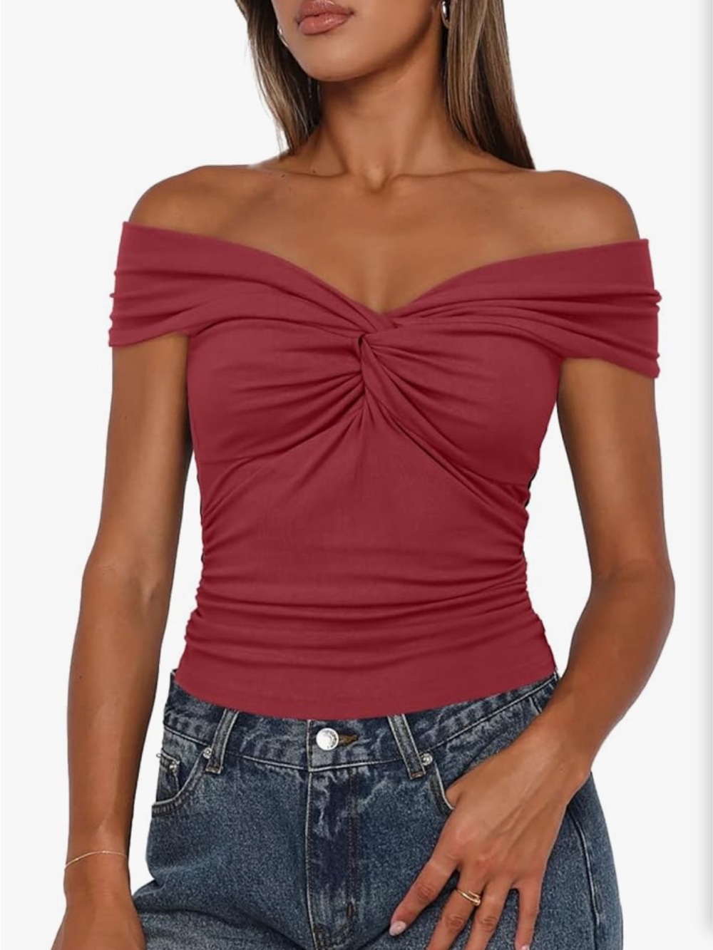 HOT!! 😍 NWT ✨ Off Shoulder Short Sleeve Twist Top | MULTIPLE COLORS AVAILABLE !